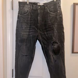 Zara distressed black men’s jeans 34